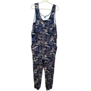 2X Camo Military Romper Side Pockets Elastic Cuff w/Black Tee
